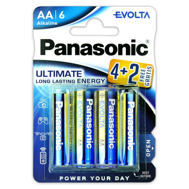 Panasonic alkaline battery LR6 AA EVOLTA - blister packs of 6 - Hurtownia  baterii