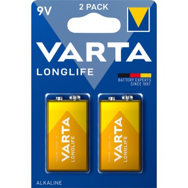 Alkaline Varta 9V LONGLIFE battery - blister of 2