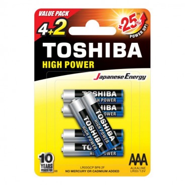 LR6 Toshiba High Power  blister of 6 pcs