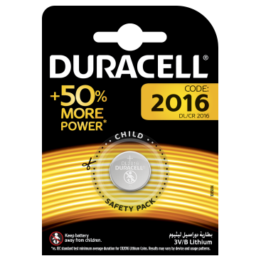 Duracell lithium battery CR 2016 3V- blister of 1 